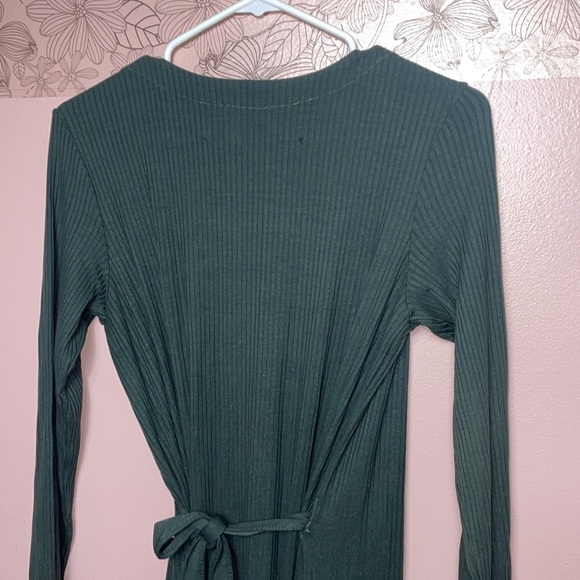 Enza Costa Ribbed Forest Green Wrap Dress - Picture 4 of 6